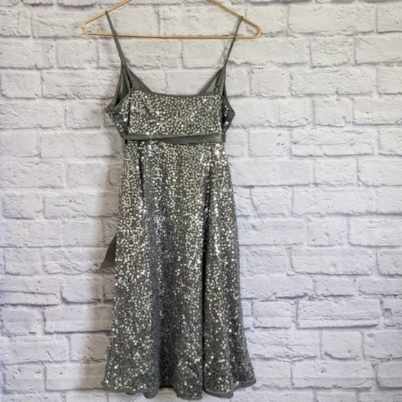 Vintage Betsey Johnson Silver Sequin Mini Dress 6 90s Y2K Strappy Party NEW - Picture 3 of 5